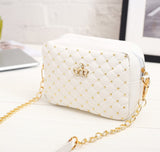 2017 Summer Fashion Women Messenger Bags Rivet Chain Shoulder Bag PU Leather Crossbody Quiled Crown bags