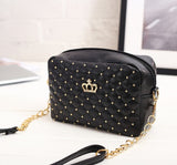 2017 Summer Fashion Women Messenger Bags Rivet Chain Shoulder Bag PU Leather Crossbody Quiled Crown bags