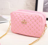 2017 Summer Fashion Women Messenger Bags Rivet Chain Shoulder Bag PU Leather Crossbody Quiled Crown bags