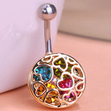 Joias Ouro Gold-color Love Heart Crystal Body Jewelry Piercings Navel Belly Button Rings Bikini Women Girls Beach Accessories