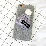 DIY Cute Hat Fuzzy Plush Winter Soft TPU Phone Back Cover Cases For iPhone 7 For iPhone 6 6S 7 Plus Phone Bags & Case YC2075