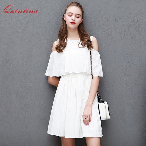 Quintina New Fashion Off Shoulder Women Dress Knee-Length Casual Lady Office Dress Vestidos Women Clothing Spring Vintage Dress