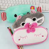 1PC Cute Cartoon Plush Pencil Case Kawaii School Kids Cat Elephant Pencil Box Animals Stationery