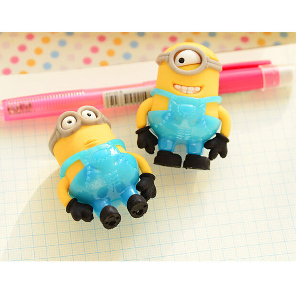 F31 2X Cute Kawaii Despicable Me Minions 3D Rubber Eraser Drawing Writing Correction School Office Supply Student Stationery