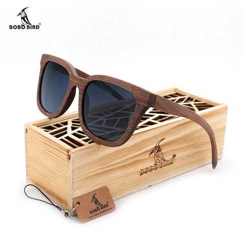 BOBO BIRD Top Brand New Sunglasses Men Women Wood Black Walnut Oversized Retro Sun glasses with Wooden Box 2017 Oculos