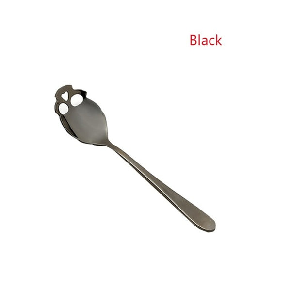 15.1*3.4*0.25cm Skull Shaped Spoon 304 Stainless Steel Coffee Spoon  Dessert Ice Cream Sweets Teaspoon Stainless Food Cutlery