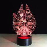Star Wars Acrylic Table lamp 7 Colors Changing Desk Lamp 3D Lamp Novelty Led Night Light Millennium Falcon LED Light lampara Kid