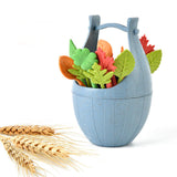 FHEAL 16pcs Green Biodegradable Wheat Straw Leaves Fruit Fork Set Party Cake Salad Vegetable Forks Picks Table Decor Tools