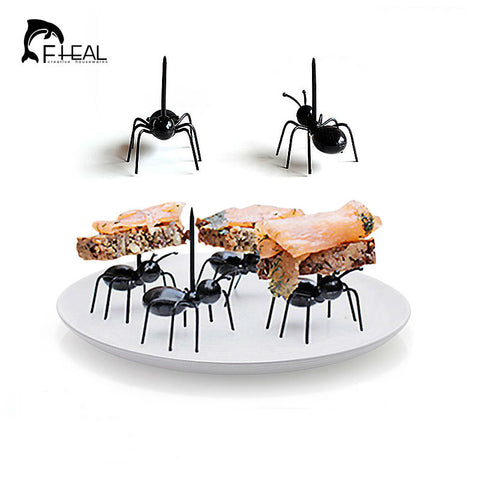 FHEAL 12pcs/set Cute Mini Ant Fruit Fork Eco Friendly Plastic Easy Decoration Kitchen Bar Kids Dessert Forks Tableware
