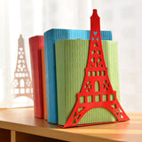 2 pcs/pair Fashion Eiffel Tower Design Bookshelf Large Metal Bookend Desk Holder Stand for Books Organizer Gift Stationery