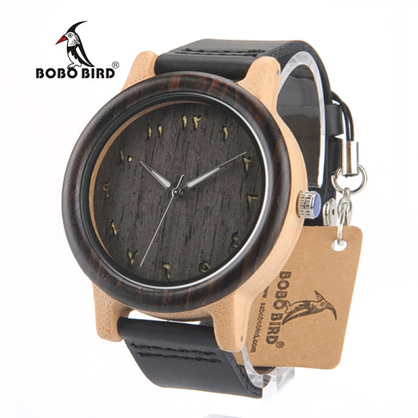 BOBO BIRD N16 Wooden Watches Eastern Arabic Numerals Dial Face Watches Accept Customization and Dropshipping with Wood Gift Box