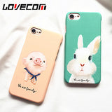 LOVECOM Hot Cartoon Pig Rabbit Frosted Hard PC Phone Back Cover Case For iPhone 5 5S SE 6 6S 7 Plus New Capa Coque Shells