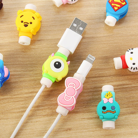 Creative Cartoon Kawaii Animal Hello Kitty Batman USB Cable Earphone Line Saver For Mobile Phone Charging Data Line Protector DM