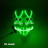 Halloween ghost Slit mouth light up glowing EL wire Cute mask Fashion Cosplay mask Costume mask for party By 3V Steady On Driver
