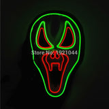 Halloween ghost Slit mouth light up glowing EL wire Cute mask Fashion Cosplay mask Costume mask for party By 3V Steady On Driver