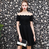 Quintina New Fashion Women Dress Vintage Summer Slash Neck Mini Dress Vestidos Office Dress Super Elastic A-line Prom Dresses