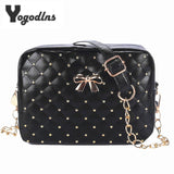 2017 Summer Fashion Women Messenger Bags Rivet Chain Shoulder Bag PU Leather Crossbody Quiled Crown bags