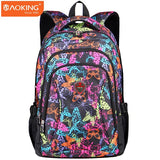 Aoking Brand 2017 Daily Women Backpack For School Teenager Girls Flowers Printed Nylon Travel Backpacks Casual Floral Backpack