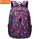 Aoking Brand 2017 Daily Women Backpack For School Teenager Girls Flowers Printed Nylon Travel Backpacks Casual Floral Backpack