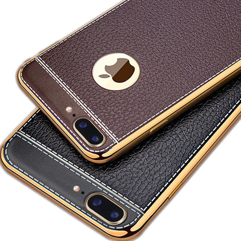 KRY Litchi Grain Luxury Plating Phone Cases For iPhone 6 Case 5 5s TPU Silicone Cover For iPhone 7 Case 6s Plus Cases Coque Capa