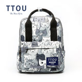TTOU Design Cat Animal Printing Backpack Teenage Girls School Bag Women Backpack Travel Bag Large Capacity Can be Portable Bag