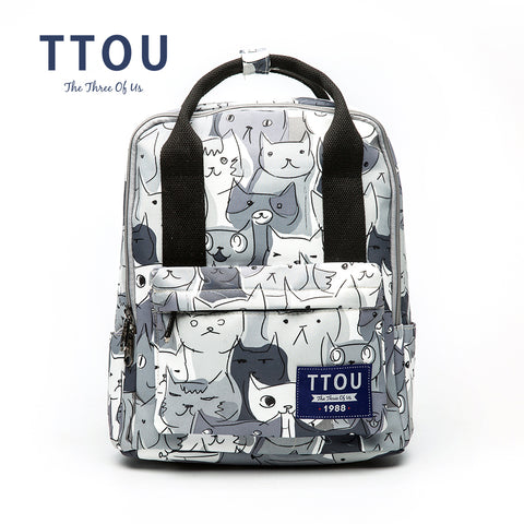 TTOU Design Cat Animal Printing Backpack Teenage Girls School Bag Women Backpack Travel Bag Large Capacity Can be Portable Bag