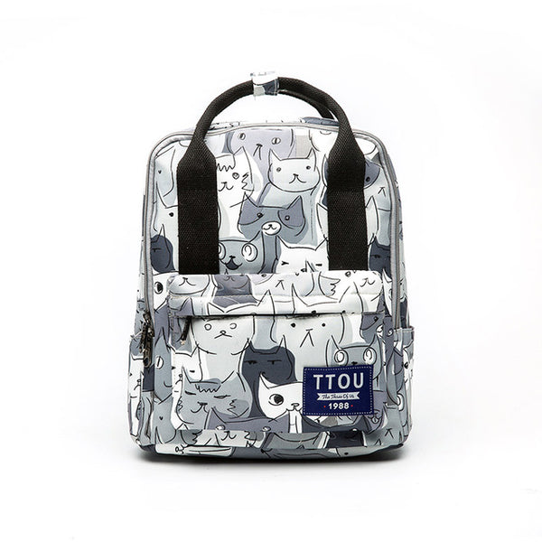 TTOU Design Cat Animal Printing Backpack Teenage Girls School Bag Women Backpack Travel Bag Large Capacity Can be Portable Bag