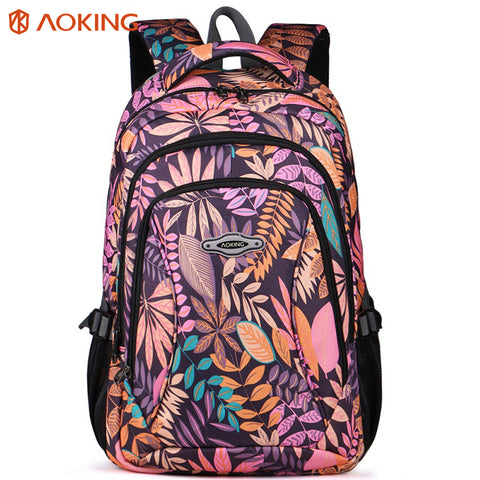 Aoking Brand 2017 Daily Women Backpack For School Teenager Girls Flowers Printed Nylon Travel Backpacks Casual Floral Backpack