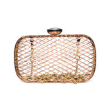 Unique fashion design personality hollow metal cages party clutch evening bag shoulder bag ladies handbag messenger bags purse