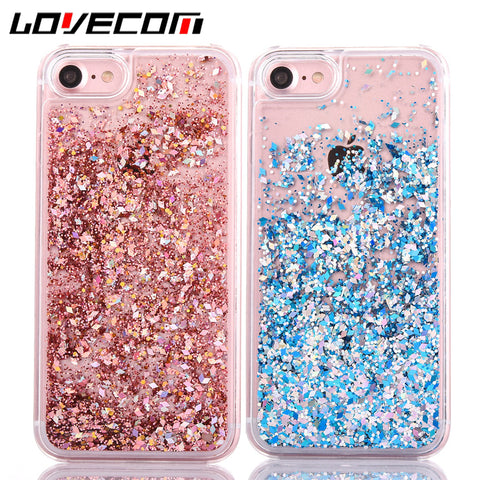 LOVECOM Dynamic Liquid Glitter Colorful Paillette Sand Quicksand Hard Back Cover Phone Case For iPhone 4S 5 5C 5S SE 6 6S 7 Plus