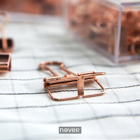 Never Rose Gold Paper Clip Office Accessories Metal Clips Binder Klips Pink Clip Korean Stationery Business Gift School Supplies