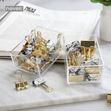 Never Marble Binder Clips Gold Metal Clips document Paper Clips with Clip Holder Fashion Office Accessories School Supplies