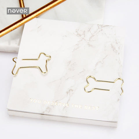 Never Marble Series Shaped Paper Clips Gold Metal Clip Office Accessories Bookmark Kawaii Stationery School Office Supplies