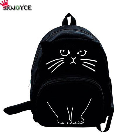 MOJOYCE Lovely Cat Printing Backpack Women Canvas Backpack School Bags For Teenagers Ladies Casual Cute Rucksack Bookbags