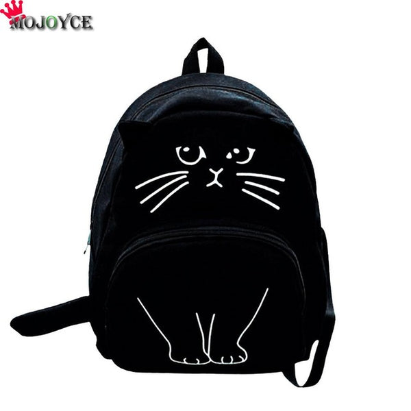 MOJOYCE Lovely Cat Printing Backpack Women Canvas Backpack School Bags For Teenagers Ladies Casual Cute Rucksack Bookbags