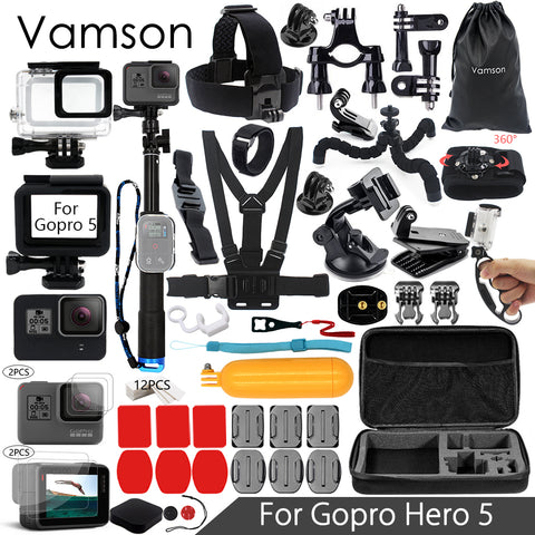 Vamson for Gopro Hero 5 Accessories Kit Super Set Waterproof Housing case 3 way monopod for Go pro hero 5 Vamson VS09