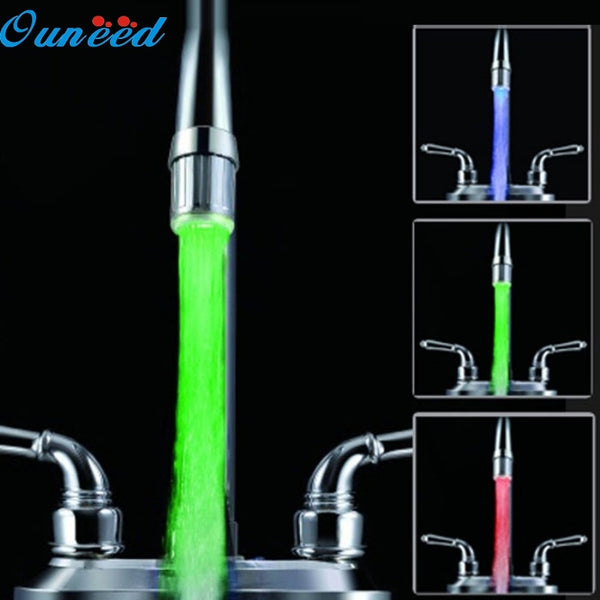 Happy Home 3 Color LED Light Change Faucet Shower Water Tap Temperature Sensor No Battery Happy Gifts High Quality ABS dropship