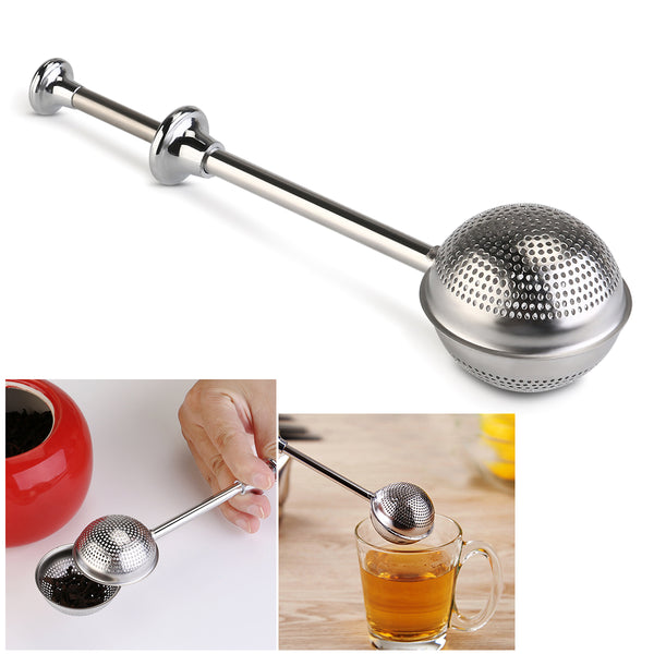 2017 Diameter High Quality Convenient Ball Shaped Stainless Steel Silver Push Style Tea Infuser Strainer Tea Infuser Tool
