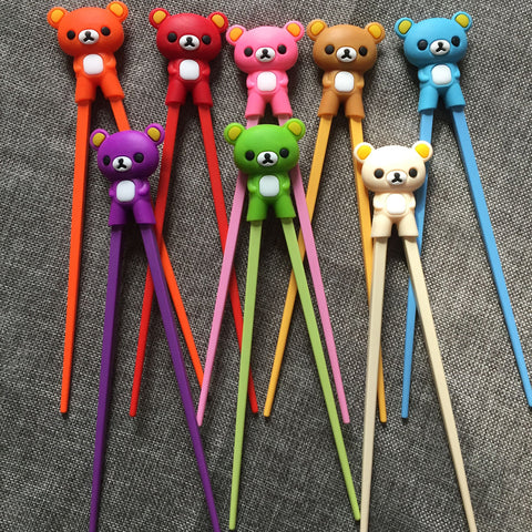 1 Pair Multi Color Cute Bear Panda Cat Minions Learning Training Chopsticks For Kids Children Chinese Chopstick Learner Gifts
