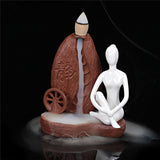 White porcelain religious buddhism backflow smoke incense burner burners crafts with incense cones for home office decoration