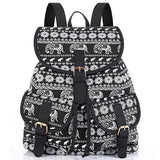 Sansarya New 2017 School Bag Bohemian Vintage Women Backpack Drawstring Printing Canvas Bagpack Sac a Dos Femme Rucksack Female