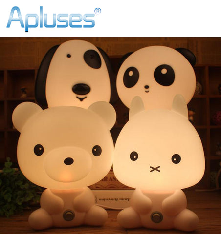 Desk Night Lights Baby Room Panda/Rabbit/Dog/Bear Cartoon Night Light Kids Bed Lamp Sleeping Night Lamp Table Lamp With Bulb