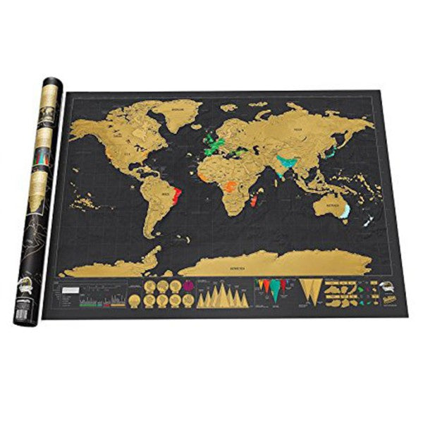 Large Size Personalized Black Scratch-Off World Map Deluxe Poster Travel Hot