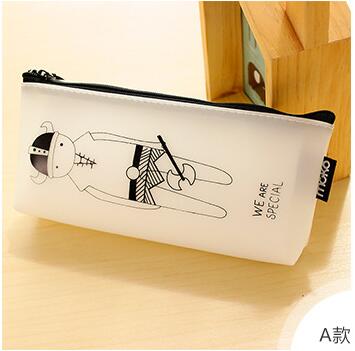 Korean Stationary White and Black Cartoon Character Pencil Bag , Hero Joker Funny Pencil Bag