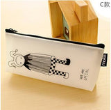 Korean Stationary White and Black Cartoon Character Pencil Bag , Hero Joker Funny Pencil Bag