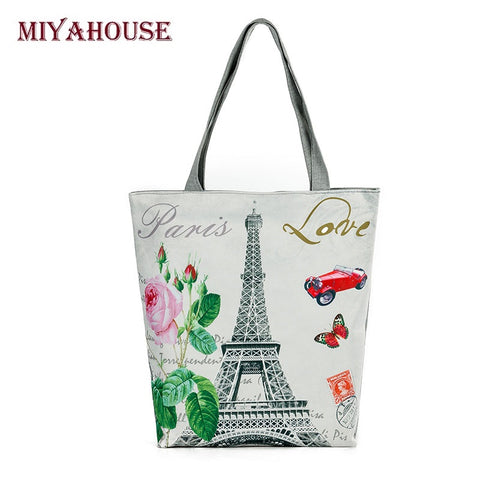 New Arrival Female Canvas Tote European Style Fashion Printing Women Handbag Canvas Beach Bags For Girls Bolsa Feminina