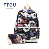 TTOU Printing Backpack Flowers Canvas Backpack Student School Bag Graffiti Backpack for Teenage Girls Fashion Travel Bags