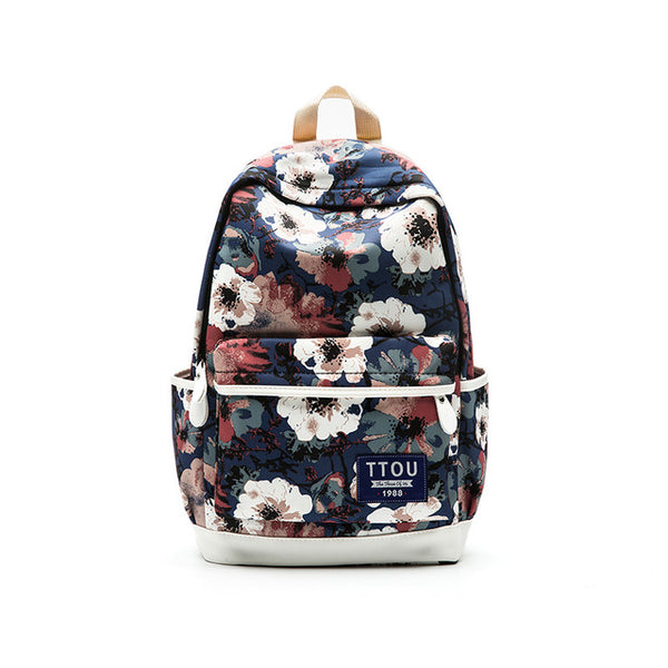 TTOU Printing Backpack Flowers Canvas Backpack Student School Bag Graffiti Backpack for Teenage Girls Fashion Travel Bags