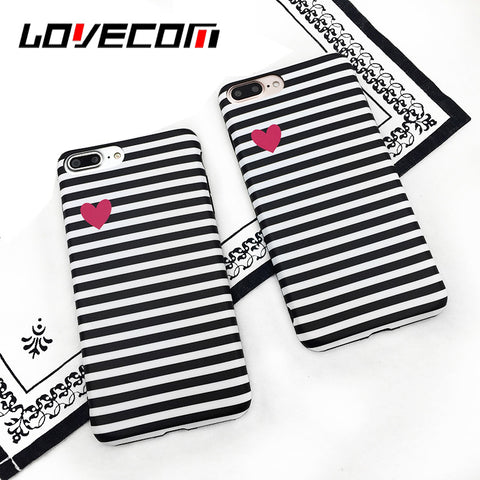 LOVECOM Fashion Stripe Love Heart Pattern Phone Case For iPhone 6 6S 6Plus 7 7 Plus Soft IMD Back Cover Coque High Quality