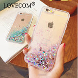 LOVECOM Love Heart Stars Glitter Stars Dynamic Liquid Quicksand Soft TPU Phone Back Cover Case For iPhone 5 5S SE 6 6S 7 Plus